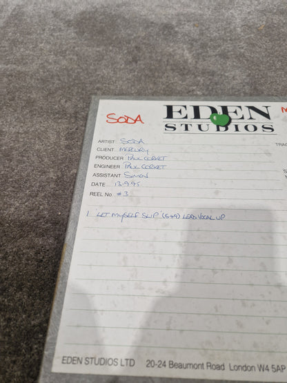 Soda – Britpop Band Collectible Eden Studio Master Reel #3 – Very Good w/ Box & Session Log