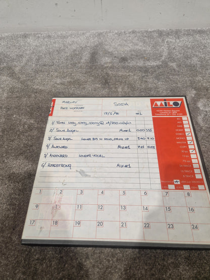 Soda – Britpop Band Collectible Milo Studio Mixes on Reel #1 – Very Good w/ Engineer Notes