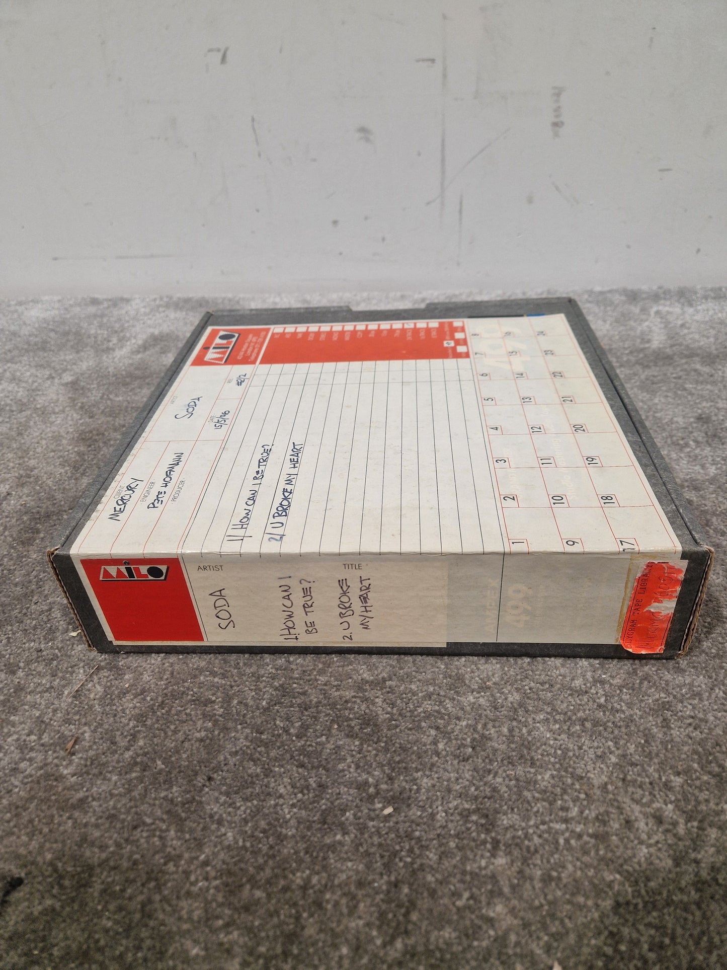 Soda – Britpop Band Collectible Milo Studio Master Reel – Excellent w/ Early Track Sheet & Studio Metadata