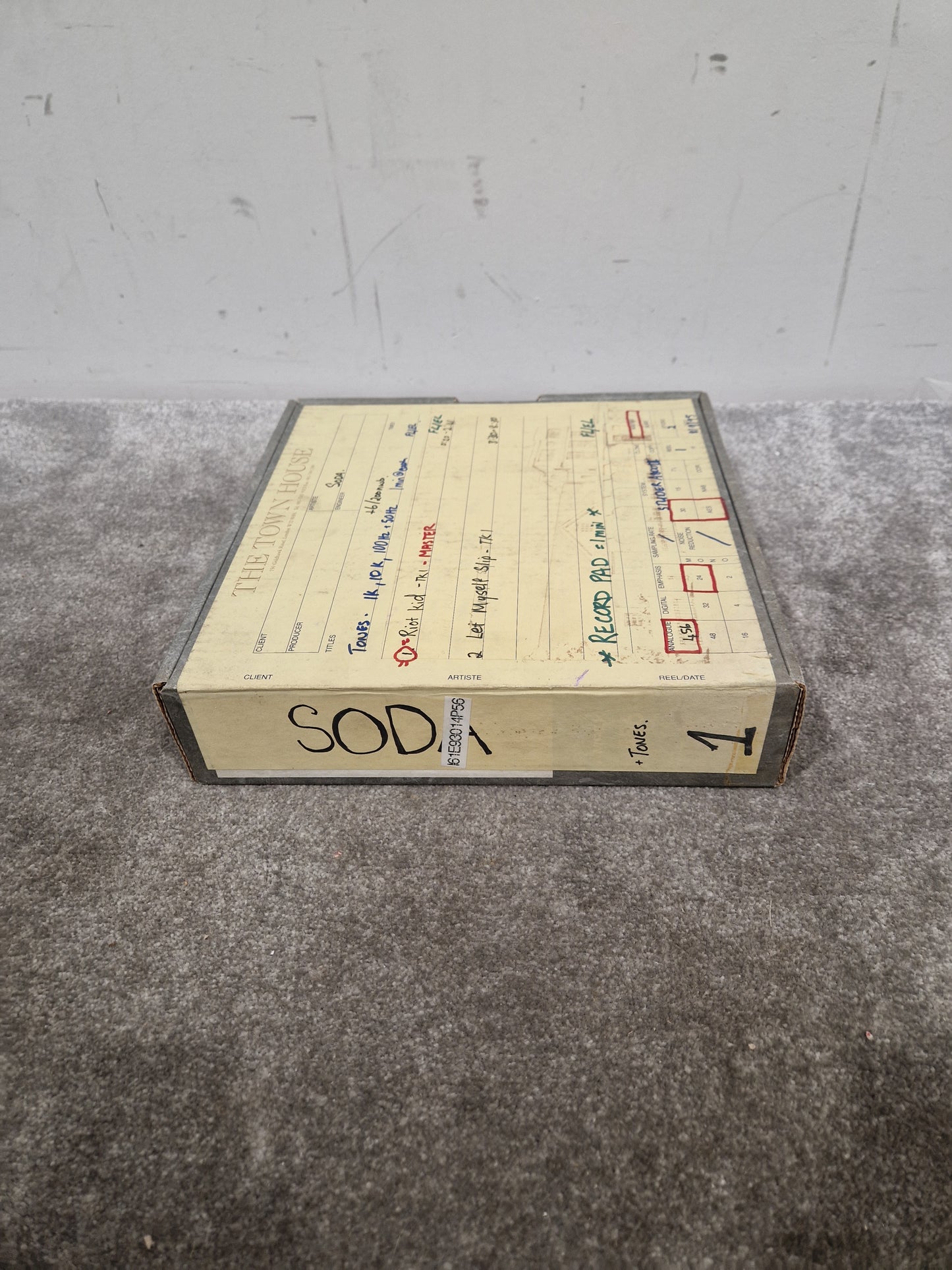 Soda – Britpop Band Collectible Town House Master Reel – Excellent w/ Studio Track Sheet & Tone Reference