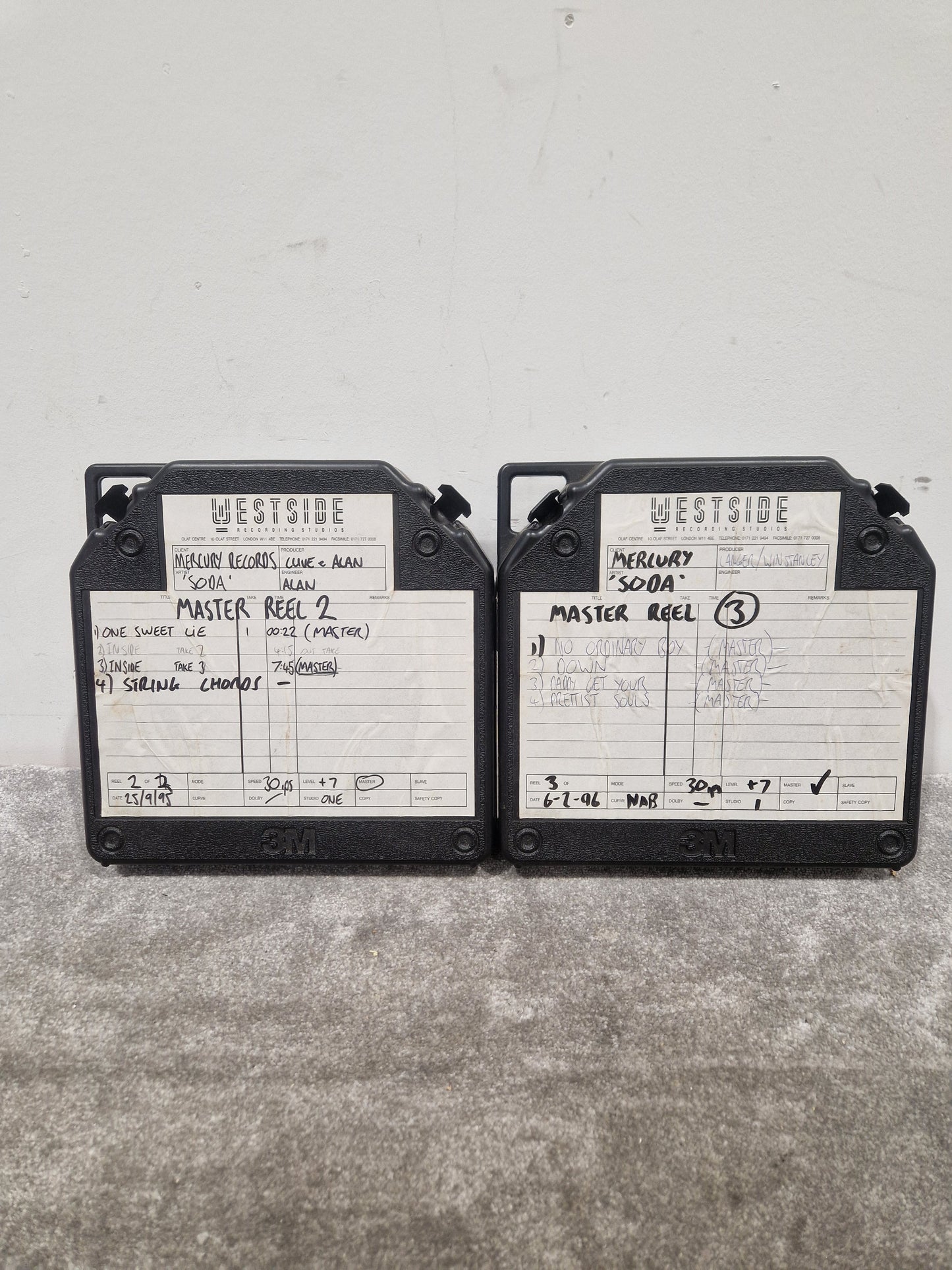 Soda – Britpop Band Collectible Westside Master Reel Suite (#1–4) – Excellent w/ Full Studio Track Sheets