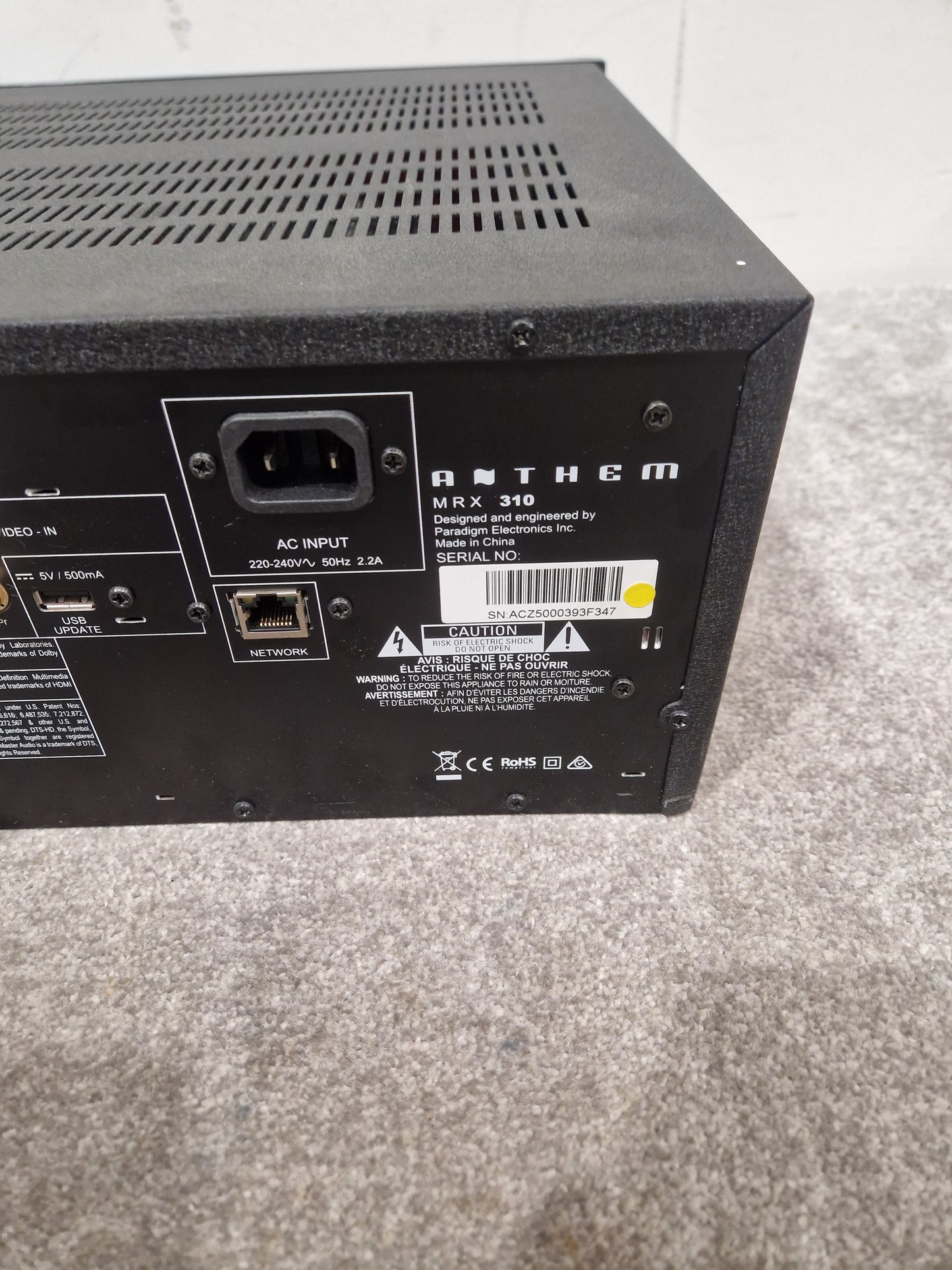 Anthem MRX-310 - High-Performance AV Receiver - Excellent w/ Power Supply