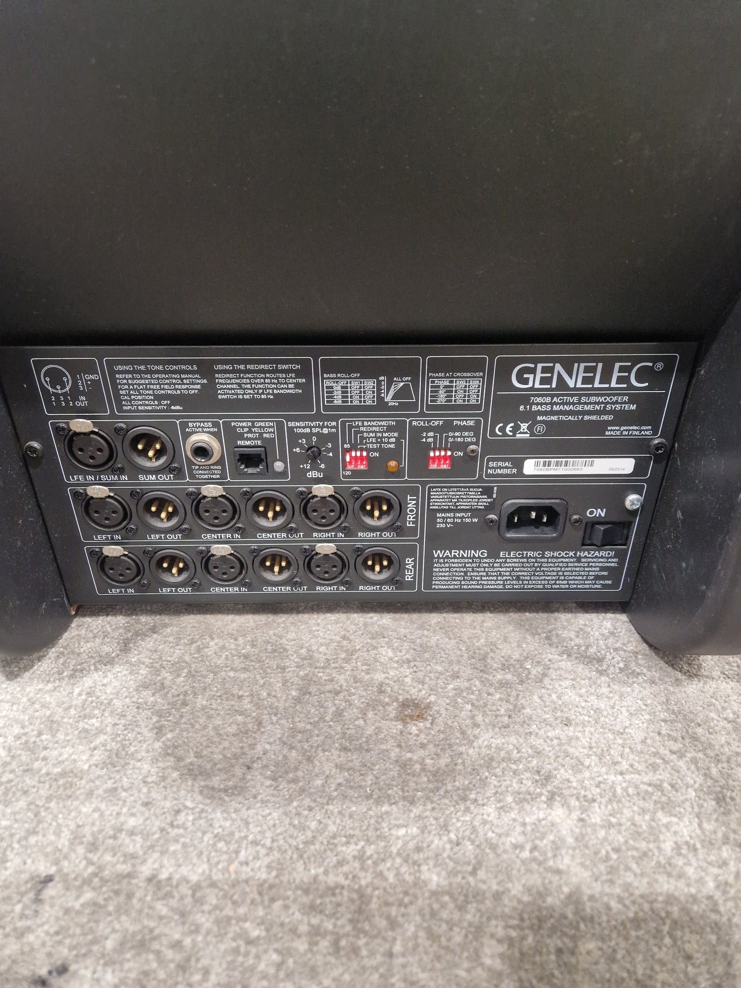 Genelec 7060B Active Subwoofer - Precise Bass Response - Very Good w/ Power Supply