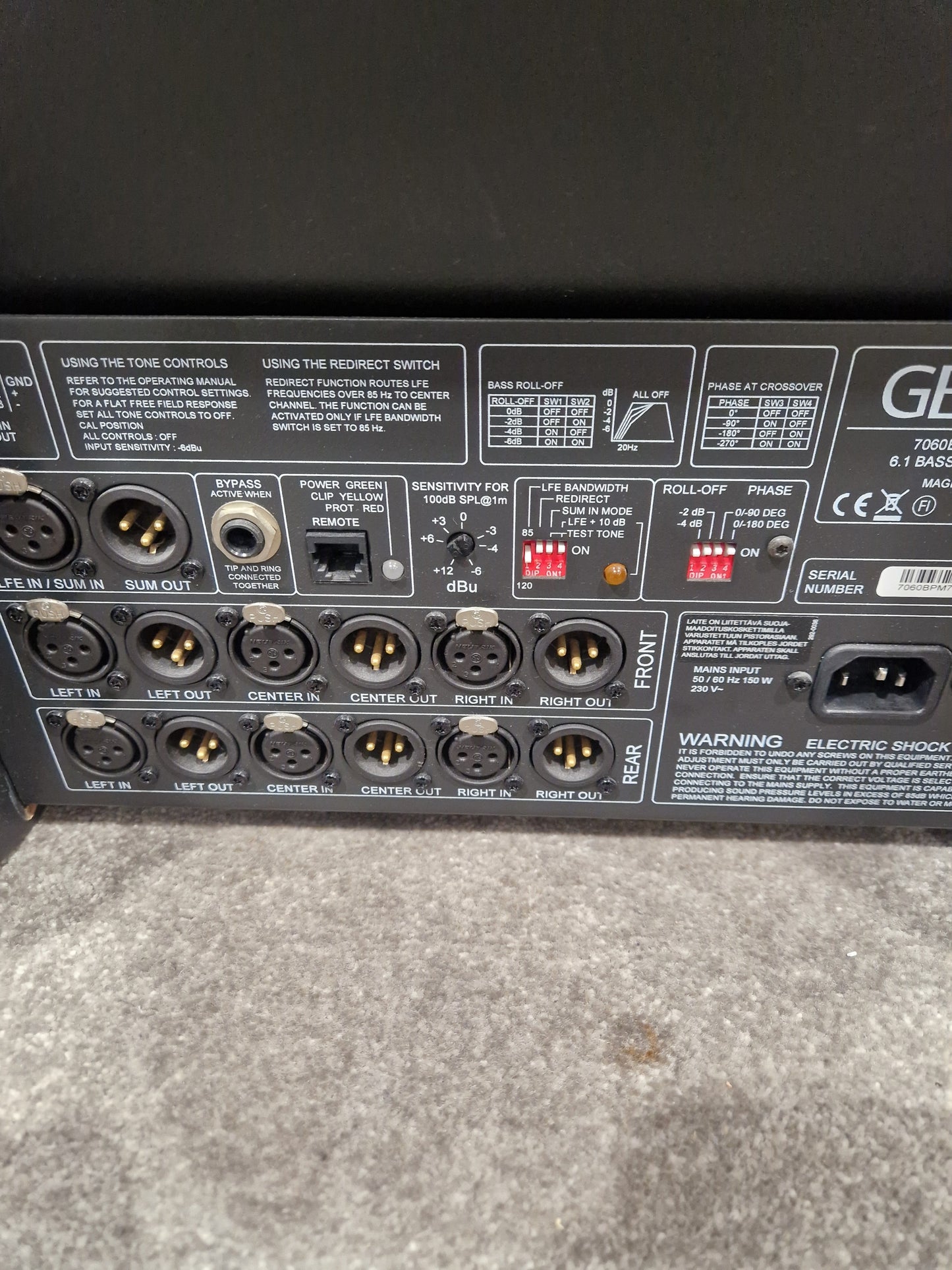 Genelec 7060B Active Subwoofer - Precise Bass Response - Very Good w/ Power Supply