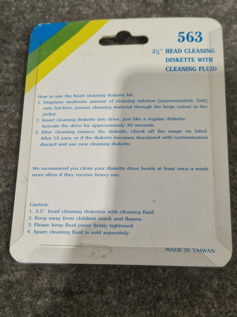 563 3 1/2'' Head Cleaning Diskette With Cleaning Fluid - Magnetic Drive Maintenance - Excellent - Image 5