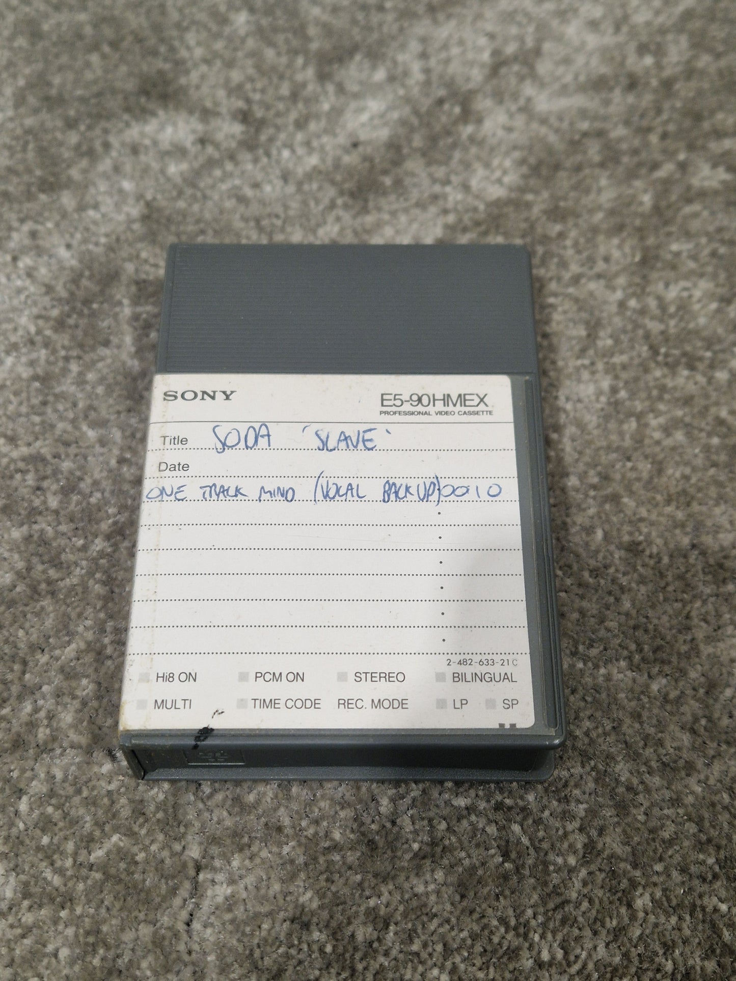 Soda – Britpop Band Collectible Sony Hi8 PCM Tape – Very Good w/ Vocal Backup Label