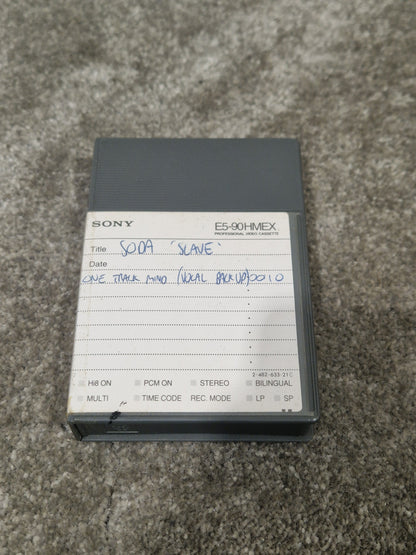 Soda – Britpop Band Collectible Sony Hi8 PCM Tape – Very Good w/ Vocal Backup Label