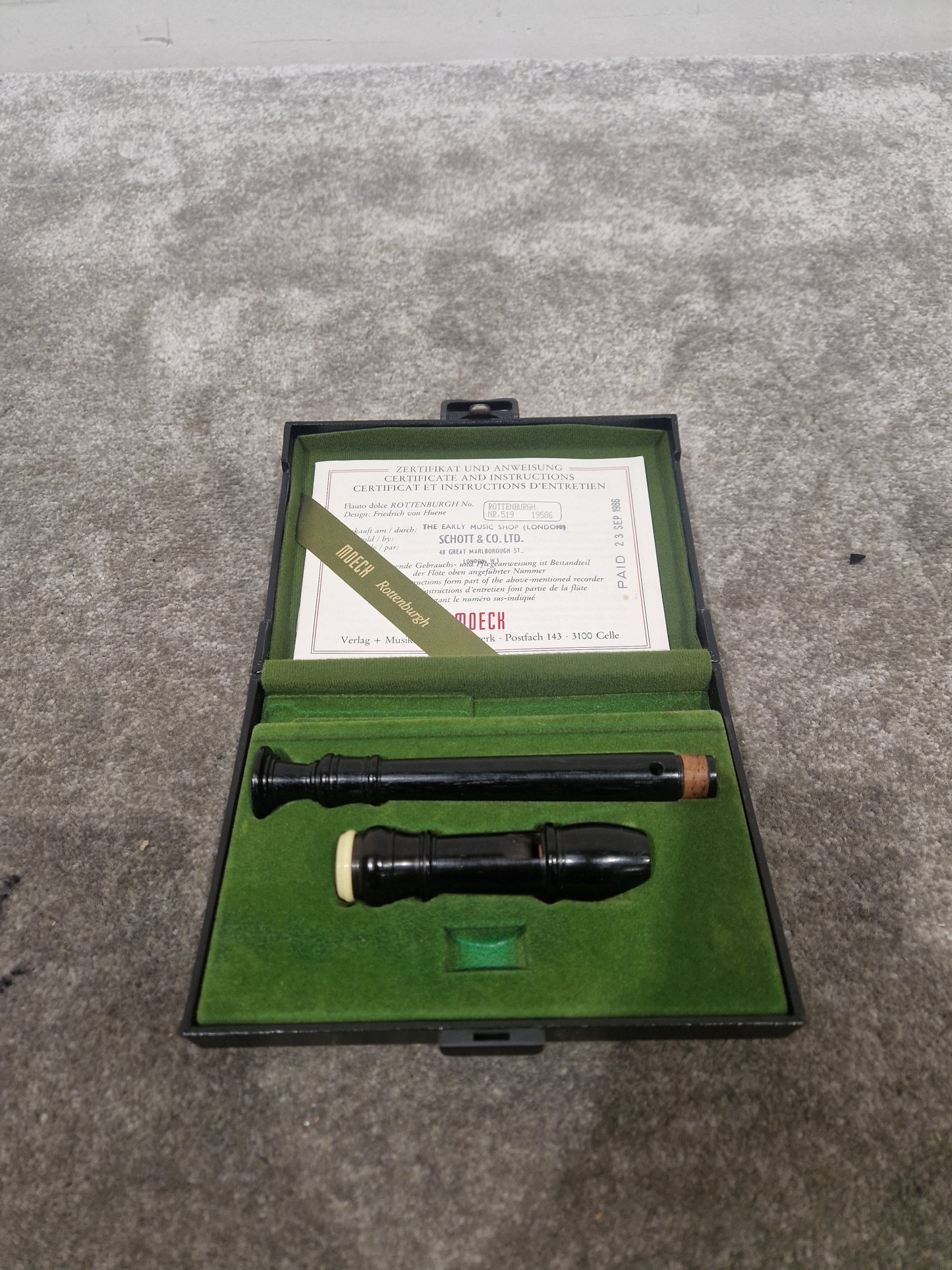 Moeck 519 Rottenburgh - Baroque Soprano Recorder - Excellent w/ Hard Case