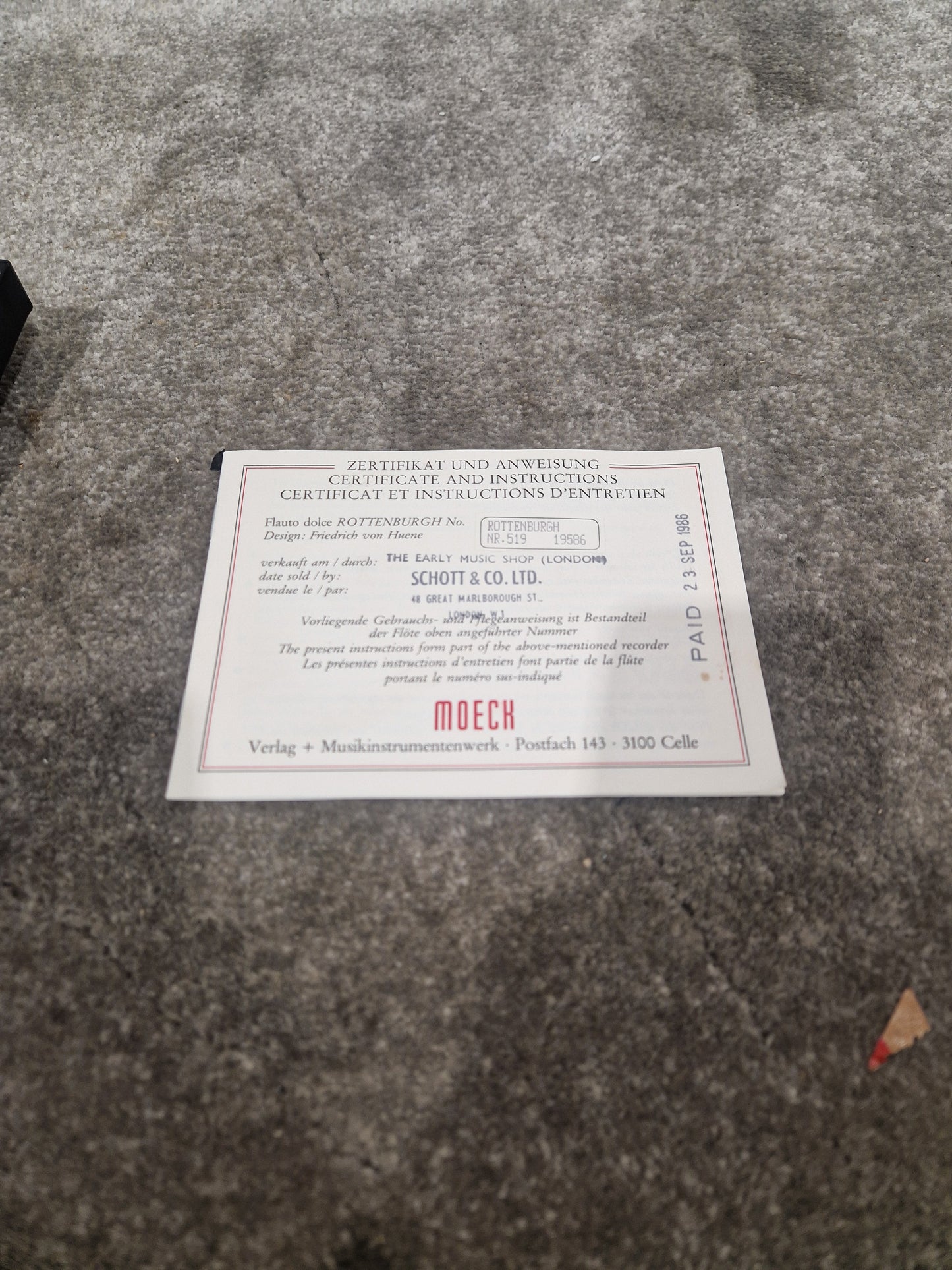 Moeck 519 Rottenburgh - Baroque Soprano Recorder - Excellent w/ Hard Case