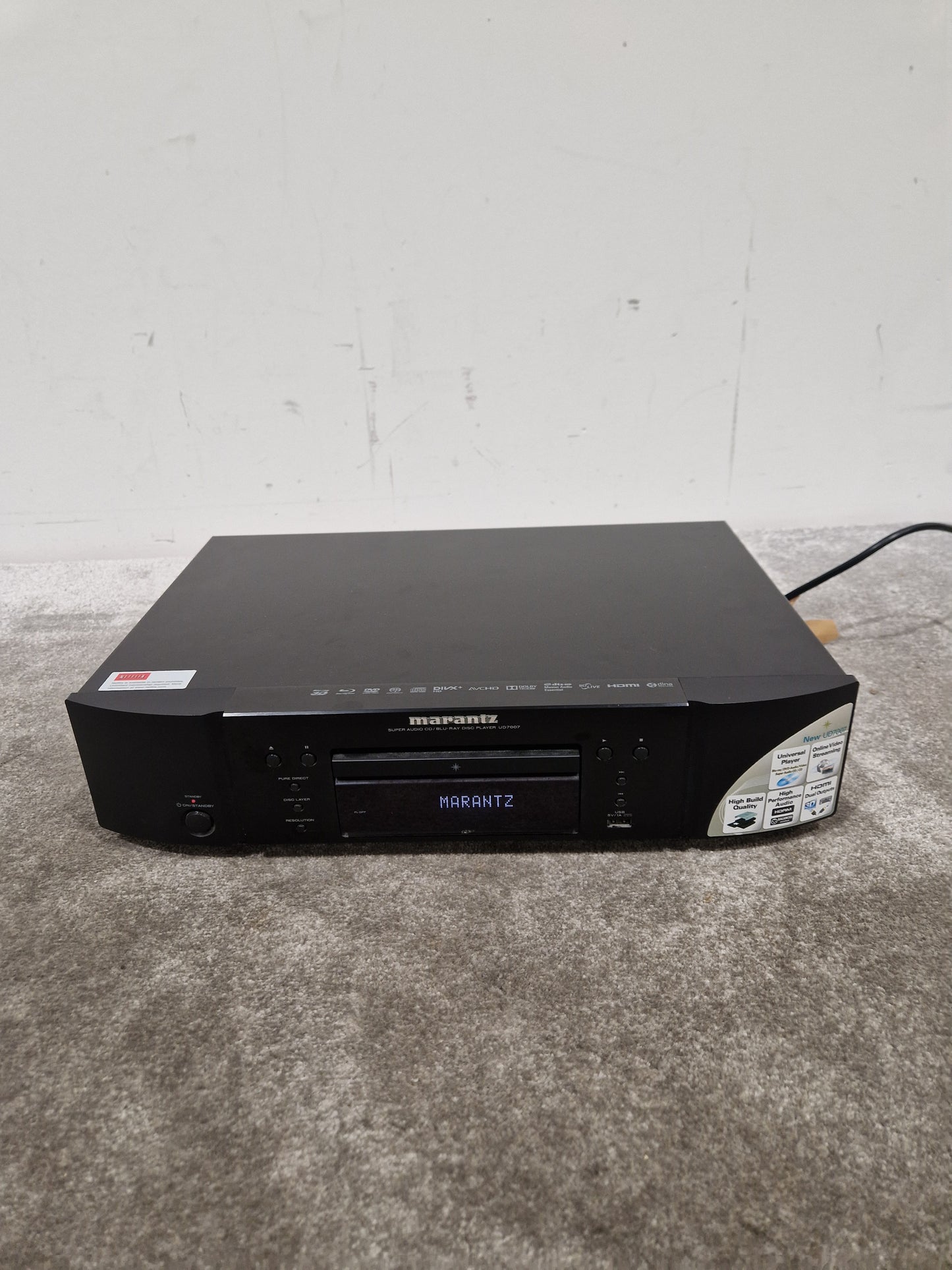 Marantz Blue Ray Player. UD7007 - Audiophile Quality Playback - Fair w/ Power Supply & Remote & cables