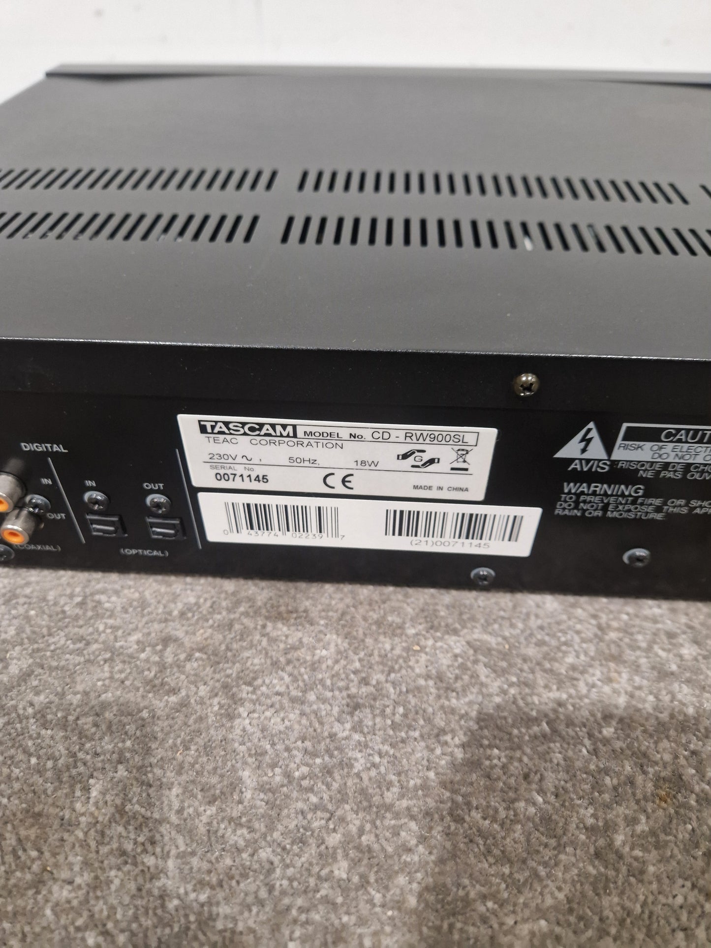 Tascam Cd-Rw900sl - Professional CD Recorder - Fair w/ Power Supply & Remote