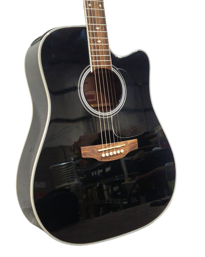 Takamine Gd34ce-Blk - Dreadnought Cutaway Acoustic-Electric - Excellent w/ Original Box & Soft Case