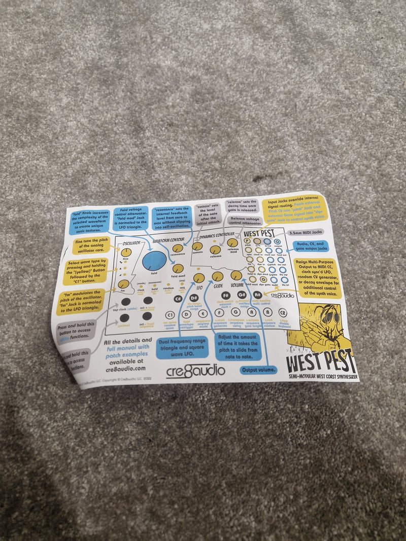 CR8AUDIO West Pest - Semi-Modular Synthesizer - Open Box w/ Original Box & Power Supply - Image 9