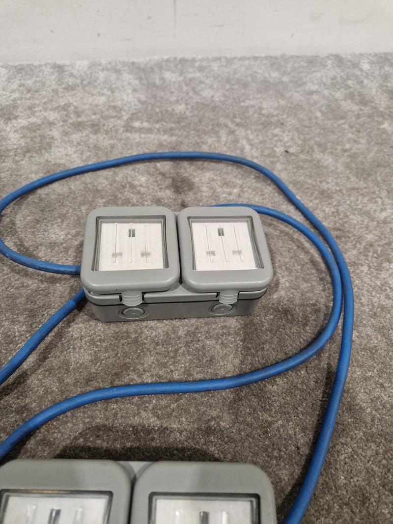 Blue CEE Industrial Plug to 5× Dual UK Socket Distribution Lead - Rugged Industrial Design - Good - Image 5
