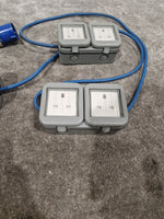 Blue CEE Industrial Plug to 5× Dual UK Socket Distribution Lead - Rugged Industrial Design - Good - Image 13