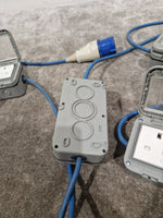 Blue CEE Industrial Plug to 5× Dual UK Socket Distribution Lead - Rugged Industrial Design - Good - Image 9