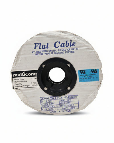 100FT Gray Flat Cable 28AWG VW-1 Style 2651 - 300V Internal Wiring for Electronic Equipment - Excellent