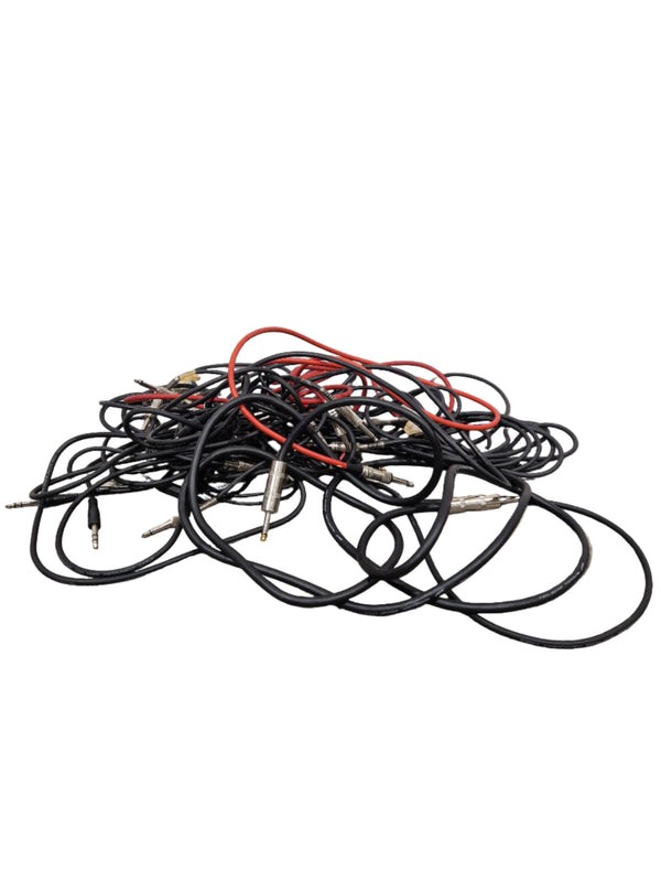 JOB-LOT OF AUX Cables For Guitar/Speakers - Assorted Colours & Sizes - Excellent