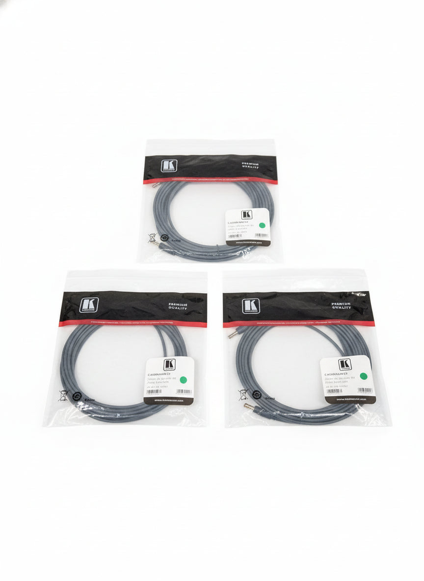 Kramer 25FT 3.5mm TO 3.5mm Cable Set OF 3 - High-Fidelity Audio - Excellent w/ Original Packaging
