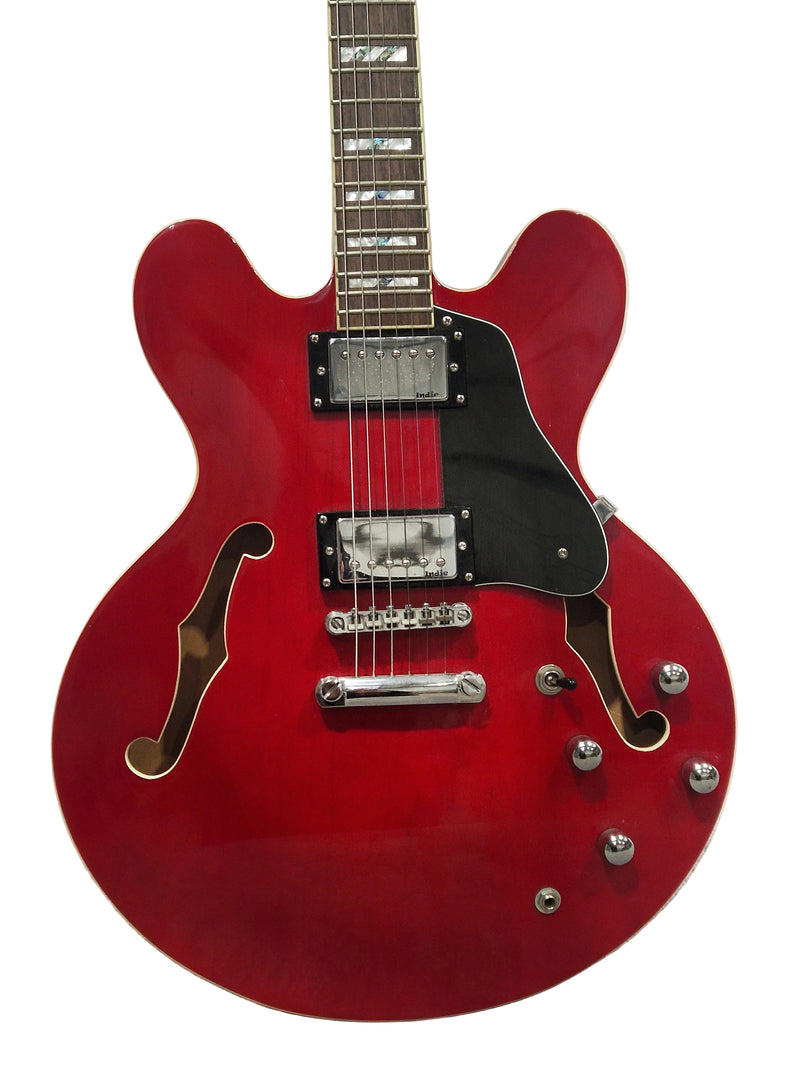 Indie Semi Acoustic 335 Electric Guitar Red - Made in Korea - Excellent w/ Hard Case - Image 1