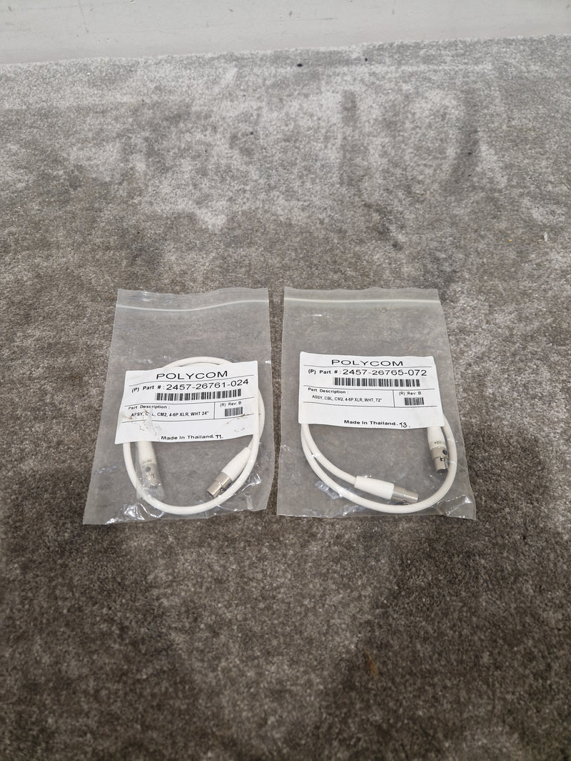 Pair OF Polycom White CM2 4-6P XLR Cables - High-Fidelity Audio - Excellent w/ Original Packaging - Image 2