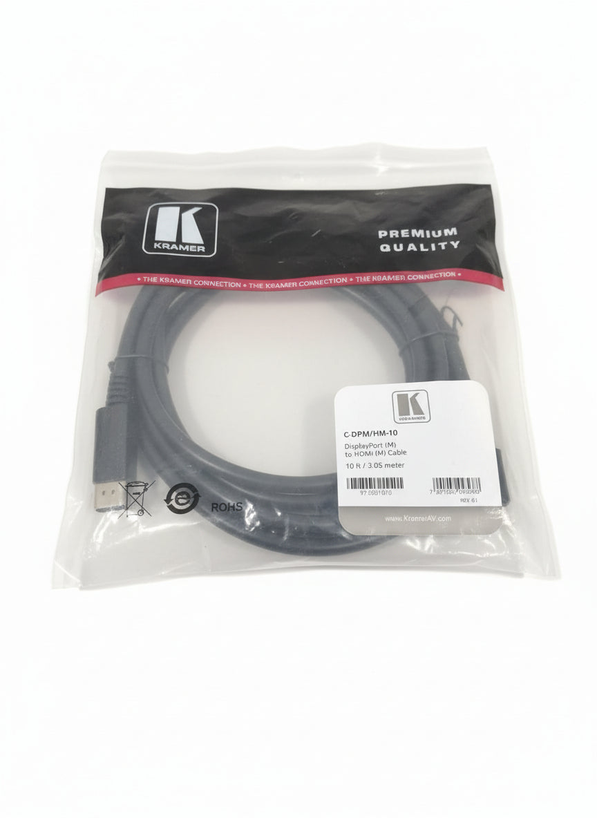Kramer Displayport TO HDMI Cable 10FT - High-Performance Connectivity - Excellent w/ Original Packaging
