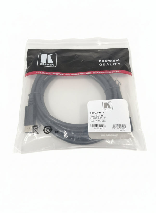 Kramer Displayport TO HDMI Cable 10FT - High-Performance Connectivity - Excellent w/ Original Packaging