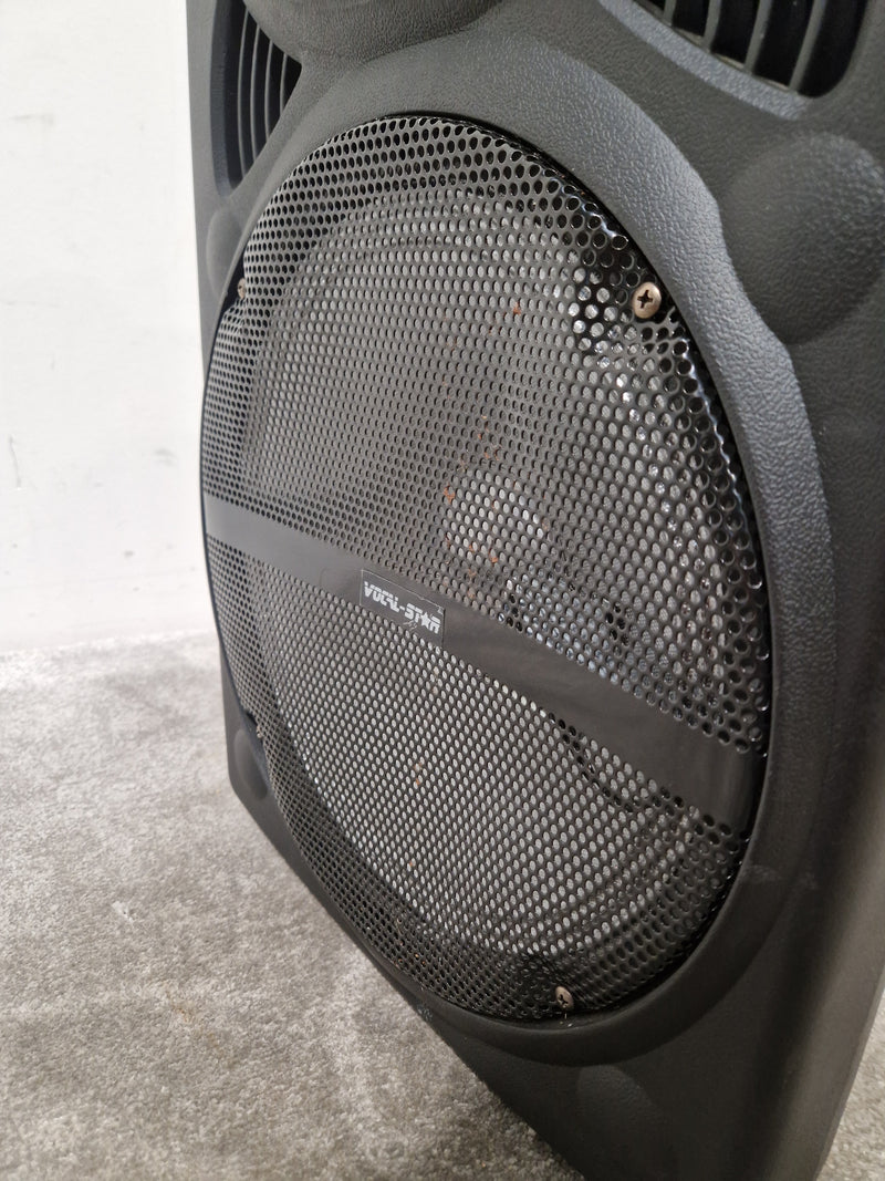 Vocal Star Speaker VS-P120 Portable PA System - Dual Mic Inputs - Fair w/ Power Supply & Microphone pair - Image 17