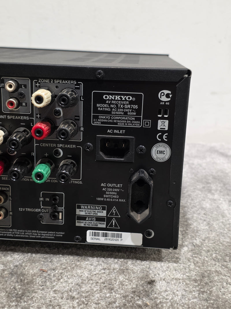 Onkyo TX-SR705 Receiver - 7.1 Channel - Fair w/  Power Supply - Image 8