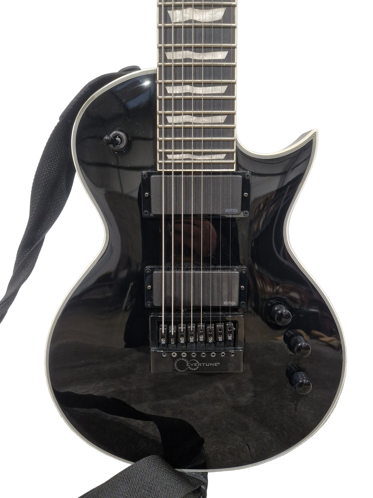 LTD ESP EC-1008 Evertune 8 String Electric Guitar - Extended Range - Excellent w/ Strap