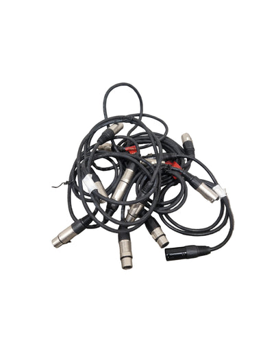 JOB-LOT OF Microphone Cables - 7X Black Cables - Assorted Lengths - Good