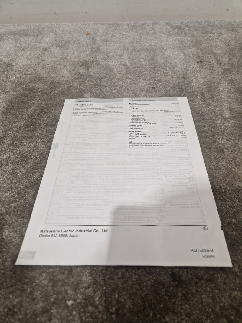 Technics Sh-Ac500d Surround Processor - High Precision Audio - Excellent w/ Original Box & Power Cable & remote control - Image 12