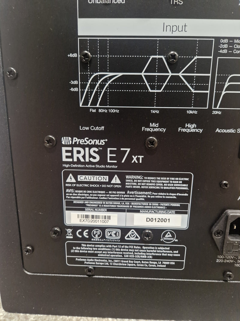 PreSonus Eris E7 XT - Studio Monitor - Single Unit - Black - Excellent w/ Power Cable, Manual's - Image 6