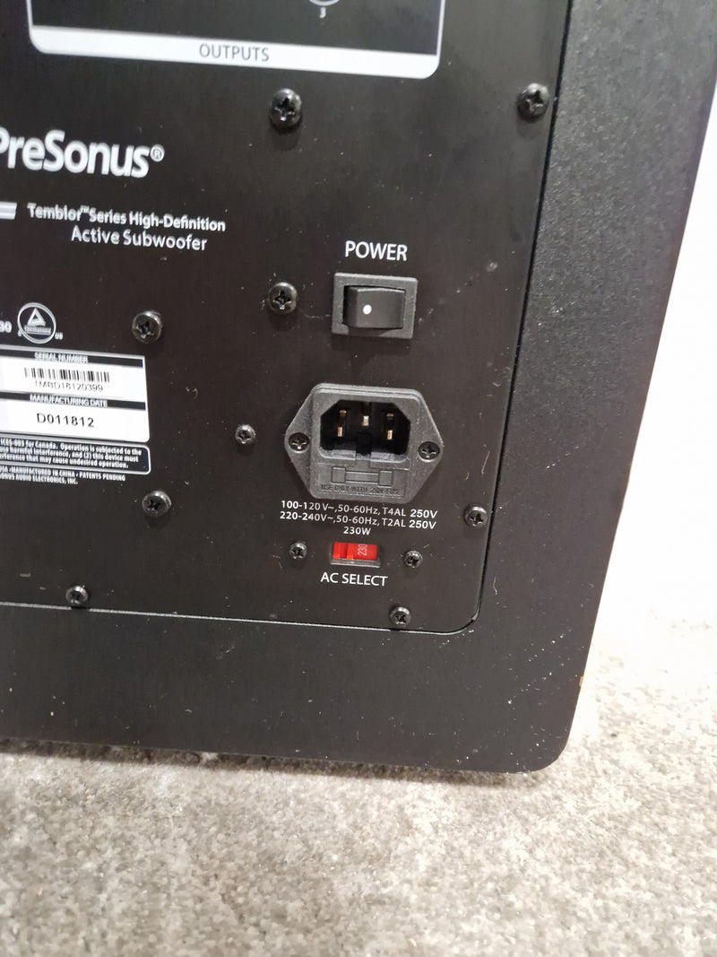 PreSonus Temblor T10 - Active Studio Subwoofer - 10-inch - Good w/ Original Box & Cables - Image 9