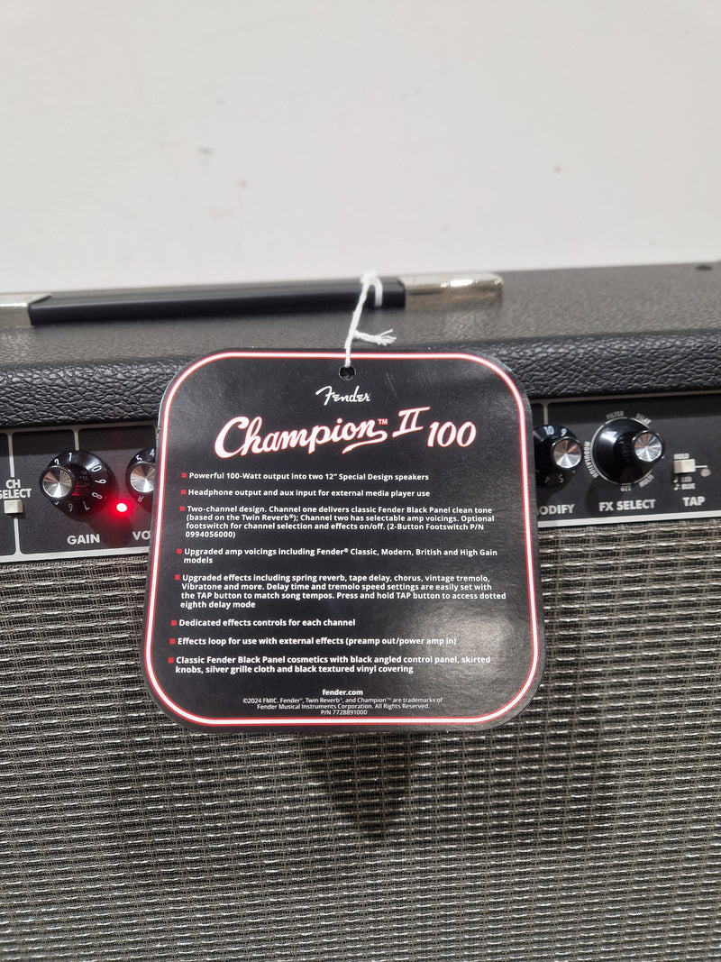 Fender Champion II 100 Combo - Guitar Amplifier Combo - Black - Like New w/ Cables & Tags - Image 17