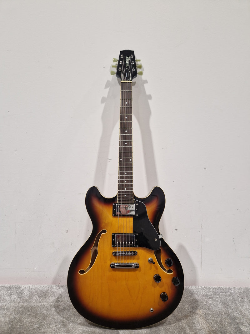 Hamer XT - Semi-Hollow Electric Guitar - Sunburst - Excellent w/ Hard Case - Image 3