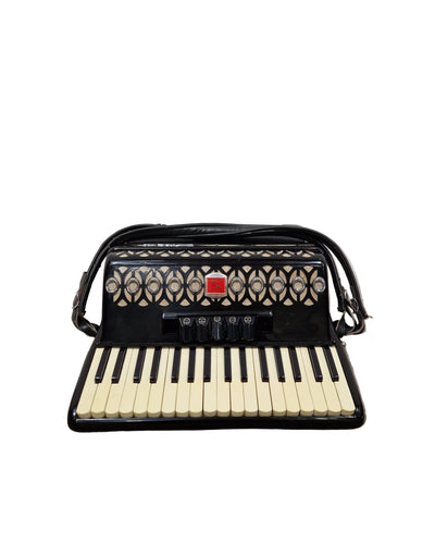 Baile Ballerina Piano Accordion Black Accordion - Well-Preserved Craftsmanship - Good w/ Hard Case