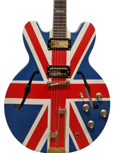 Epiphone Union Jack - Semi-Hollow Electric Guitar - Union Jack Finish - Good w/ Hard Case & Certification