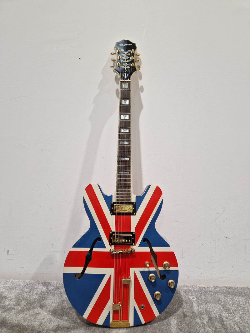 Epiphone Limited Edition Union Jack Sheraton - Semi-Hollow Electric Guitar - Union Jack Finish - Good w/ Hard Case & Certification - Image 7