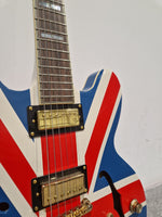 Epiphone Limited Edition Union Jack Sheraton - Semi-Hollow Electric Guitar - Union Jack Finish - Good w/ Hard Case & Certification - Image 9