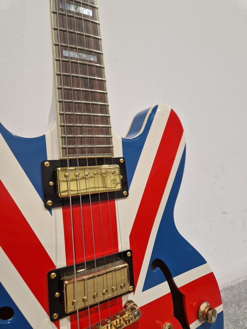 Epiphone Limited Edition Union Jack Sheraton - Semi-Hollow Electric Guitar - Union Jack Finish - Good w/ Hard Case & Certification - Image 9