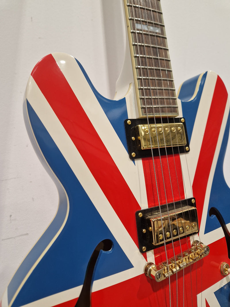 Epiphone Limited Edition Union Jack Sheraton - Semi-Hollow Electric Guitar - Union Jack Finish - Good w/ Hard Case & Certification - Image 10