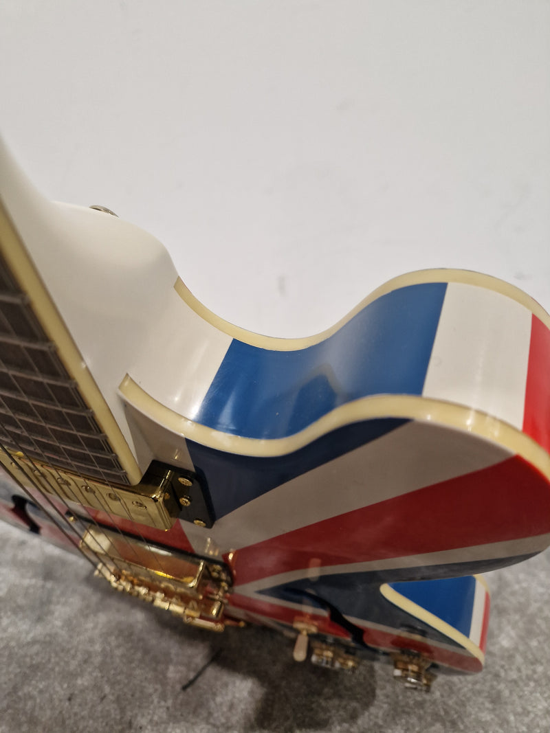 Epiphone Limited Edition Union Jack Sheraton - Semi-Hollow Electric Guitar - Union Jack Finish - Good w/ Hard Case & Certification - Image 13