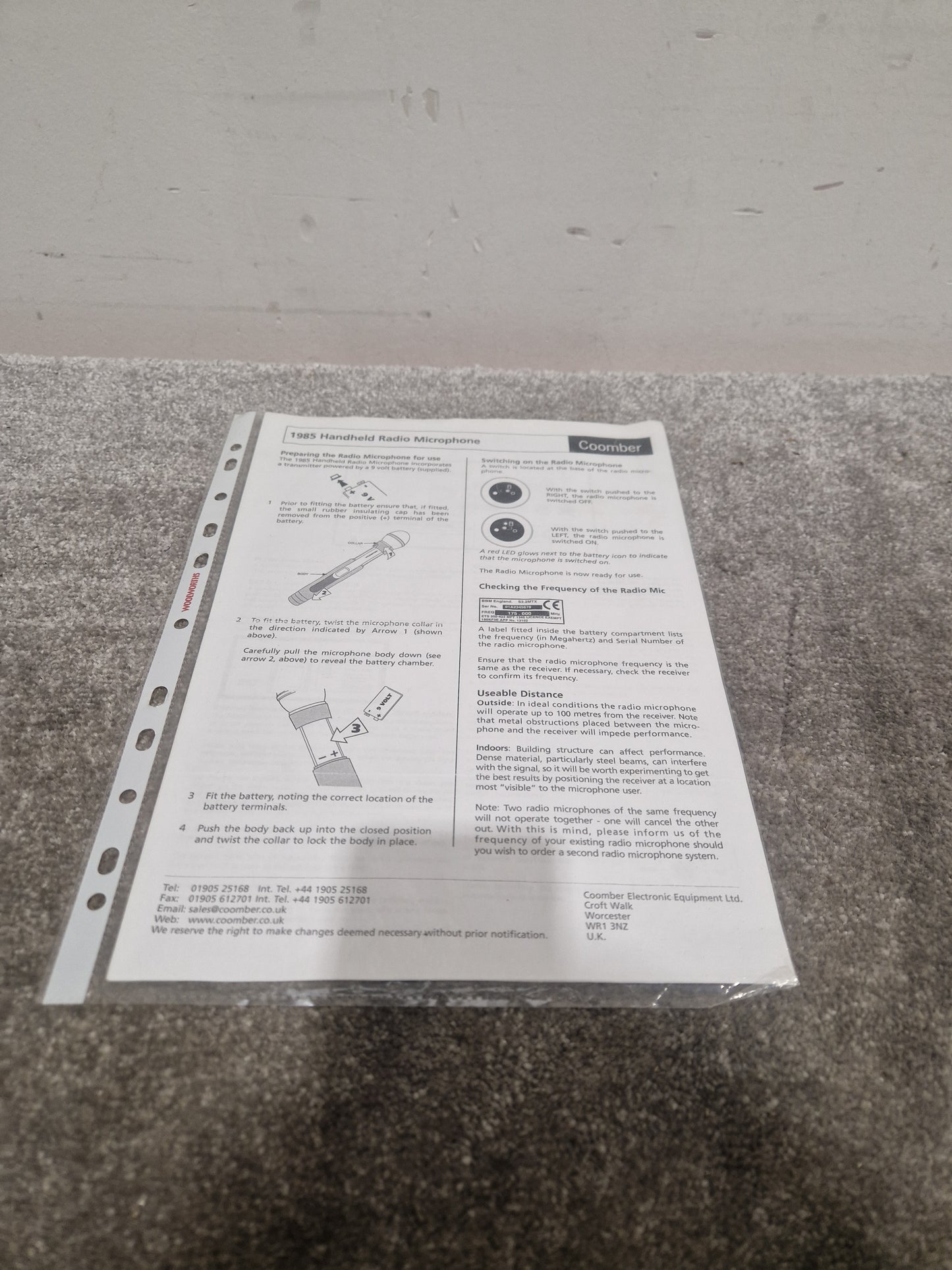 Coomber 2060-2/RW - Radio Mic P.A. Cassette Recorder - Red - Excellent