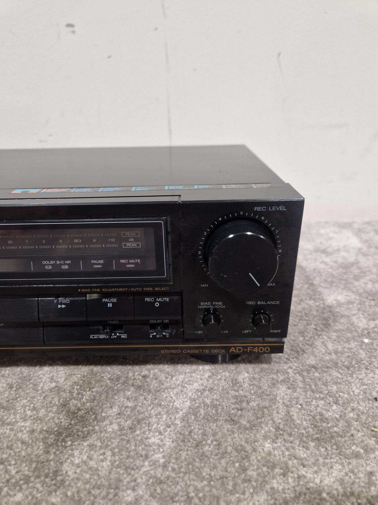 Aiwa AD-F400 - Stereo Cassette Deck - Black - Excellent