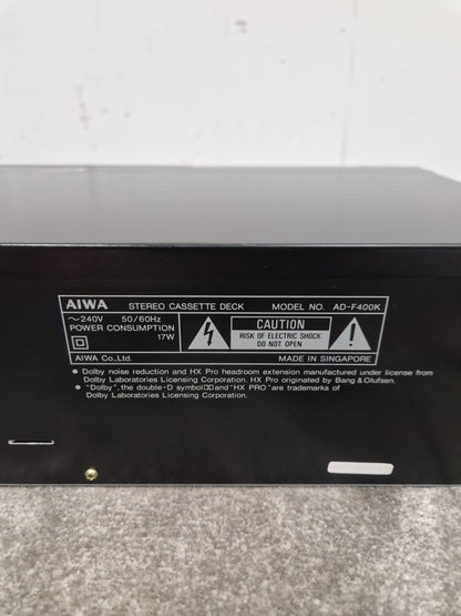 Aiwa AD-F400 - Stereo Cassette Deck - Black - Excellent