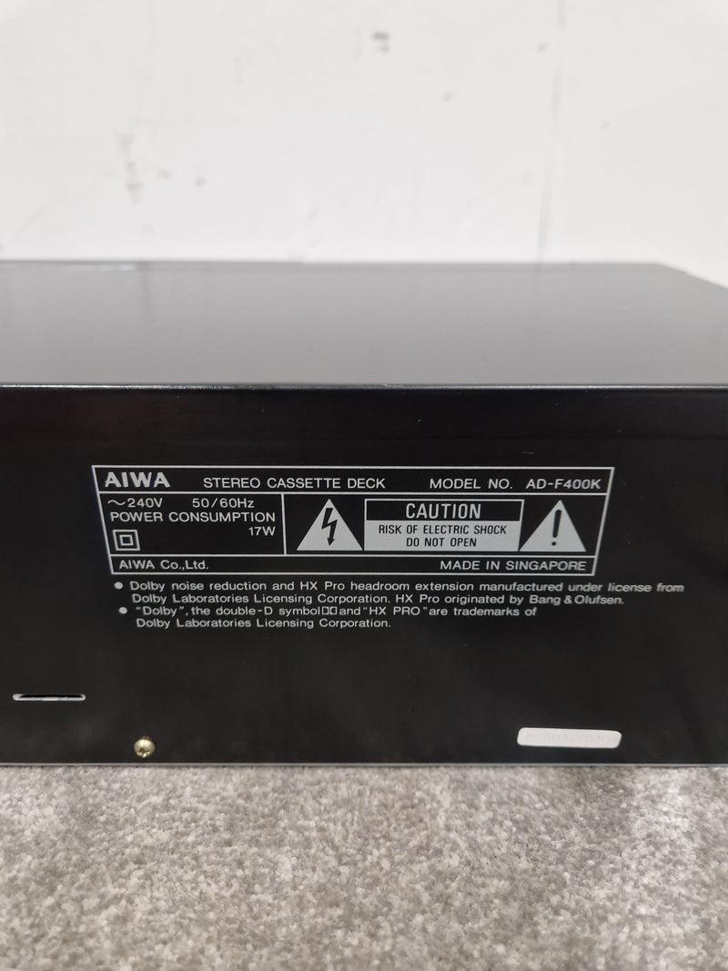 Aiwa AD-F400 - Stereo Cassette Deck - Black - Excellent - Image 4