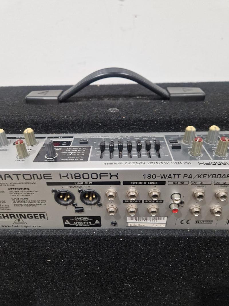 Behringer Ultratone K1800FX - PA/Keyboard Amplifier - 180-Watt - Excellent - Image 13