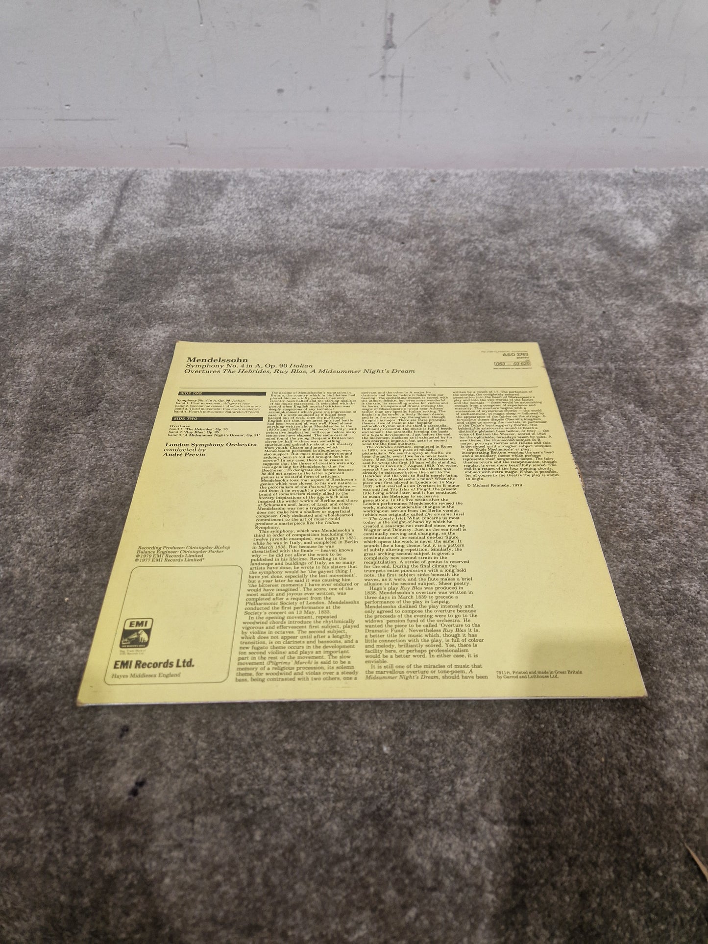 Mendelssohn - Symphony No. 4 "Italian", Overtures The Hebrides, Ruy Blas & A Midsummer Night's Dream Vinyl – Vinyl Record - Good