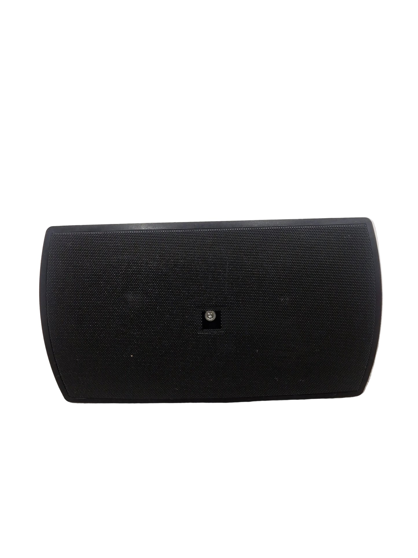 Black speaker on a gray surface